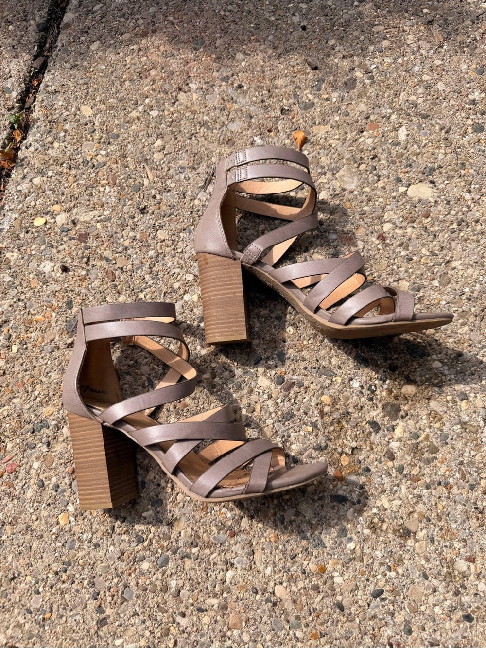 Women's Strappy Block Heel Sandals - Taupe